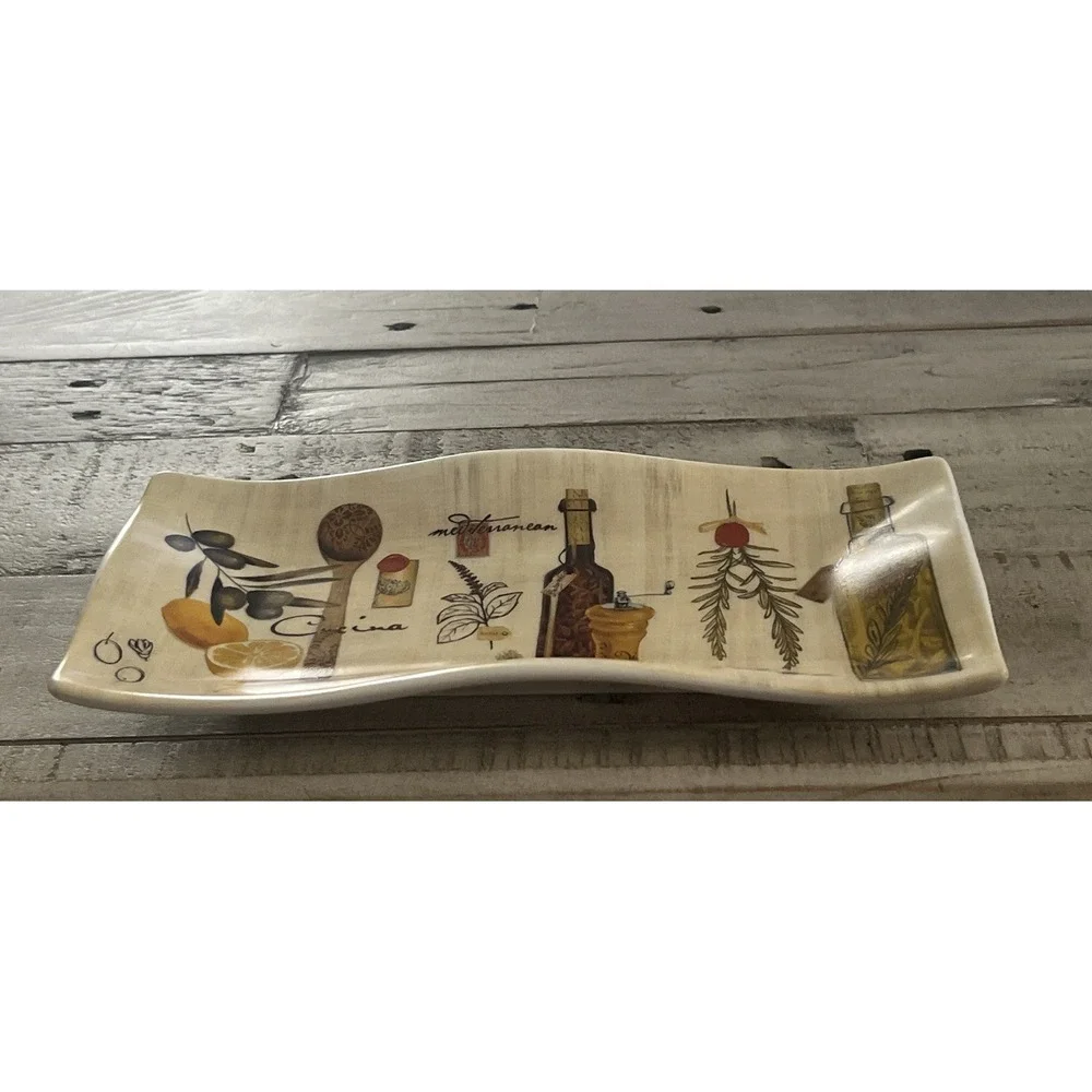 Cypress Home Mediterranean,‎ Olive, Cucina Ceramic Serving/Olive Oil Plate